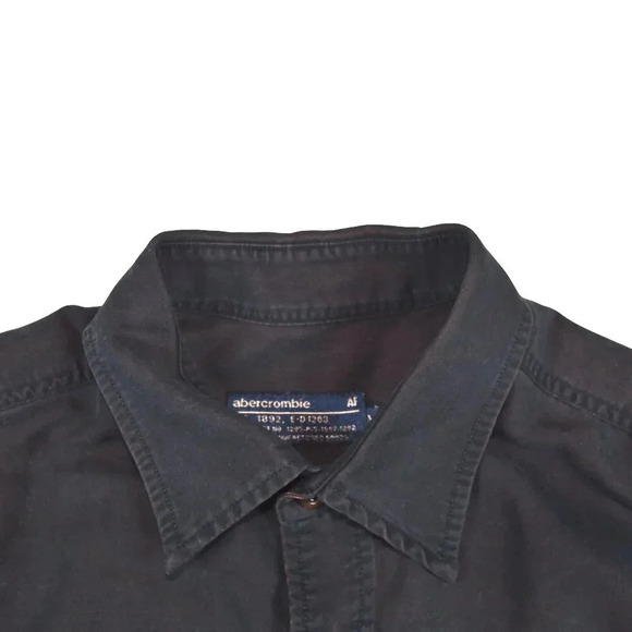 Abercrombie & Fitch || Men's Western Shirt Cut Front Iridescent Black Bronze M - Picture 3 of 8